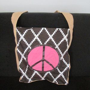 Lacefield Designs Original 2009 PEACE Shoulder Bag Shopping Tote Burlap Strap